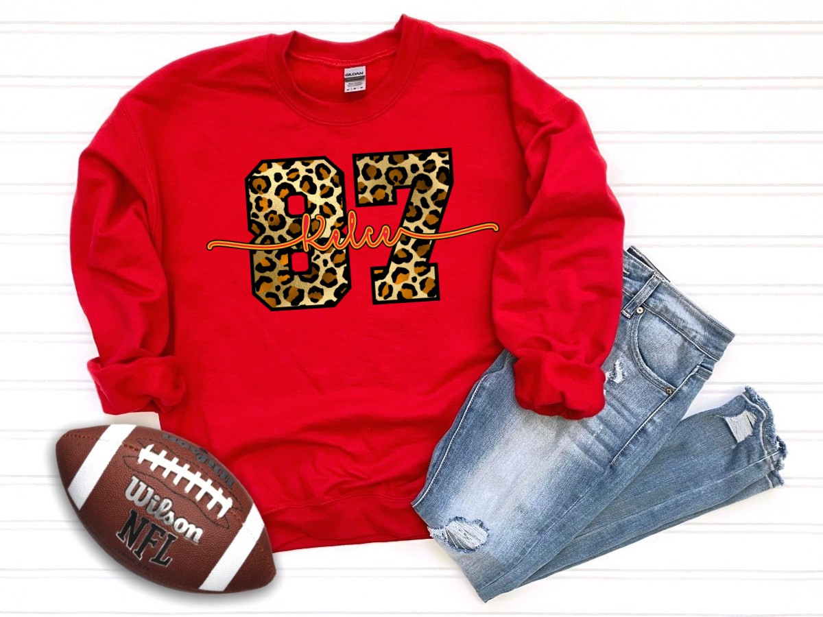 Leopard 87 Kelce Red Sweatshirt