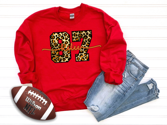 Leopard 87 Kelce Red Sweatshirt