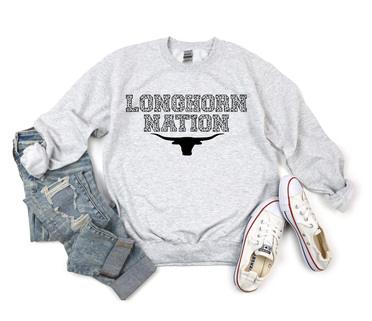 Leopard Longhorn Nation Ash Sweatshirt
