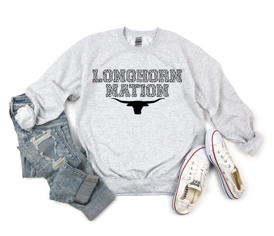 Leopard Longhorn Nation Ash Sweatshirt