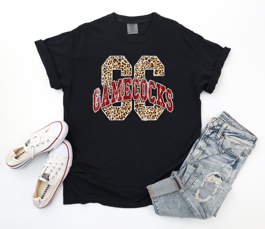 Leopard SC Red Gamecocks Black Tee