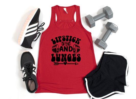 Lipstick and Lunges Red Tank