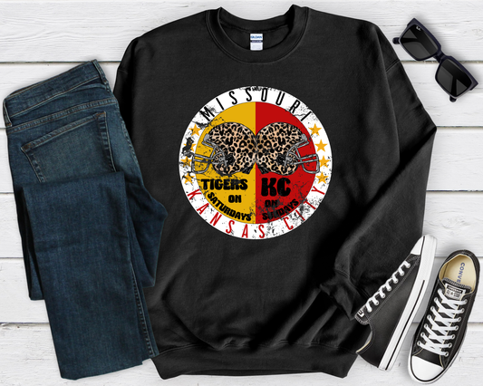 MU and KC Leopard Helmet Black Sweatshirt