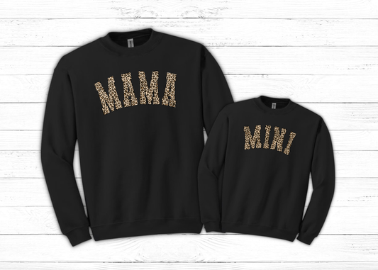 Leopard MAMA & MINI Black Sweatshirt