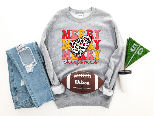 Merry Repeat Christmas Leopard Arrowhead Sport Gray Sweatshirt