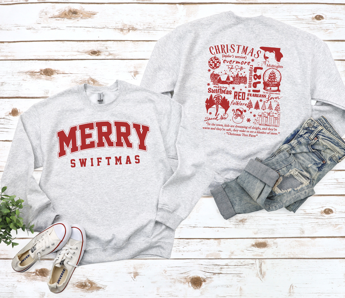 Merry Swiftmas Front & Back Ash Sweatshirt