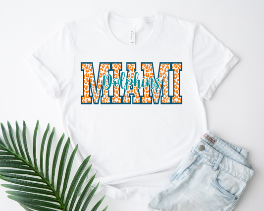 Miami Dolphins Leopard White Tee