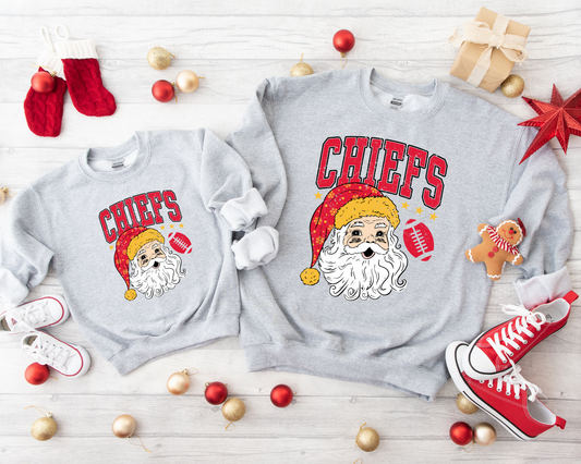 Mommy & Me Chiefs Santa Ash Sweatshirt