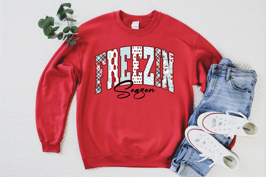 Multi Pattern Freezin Season Red Sweatshirt