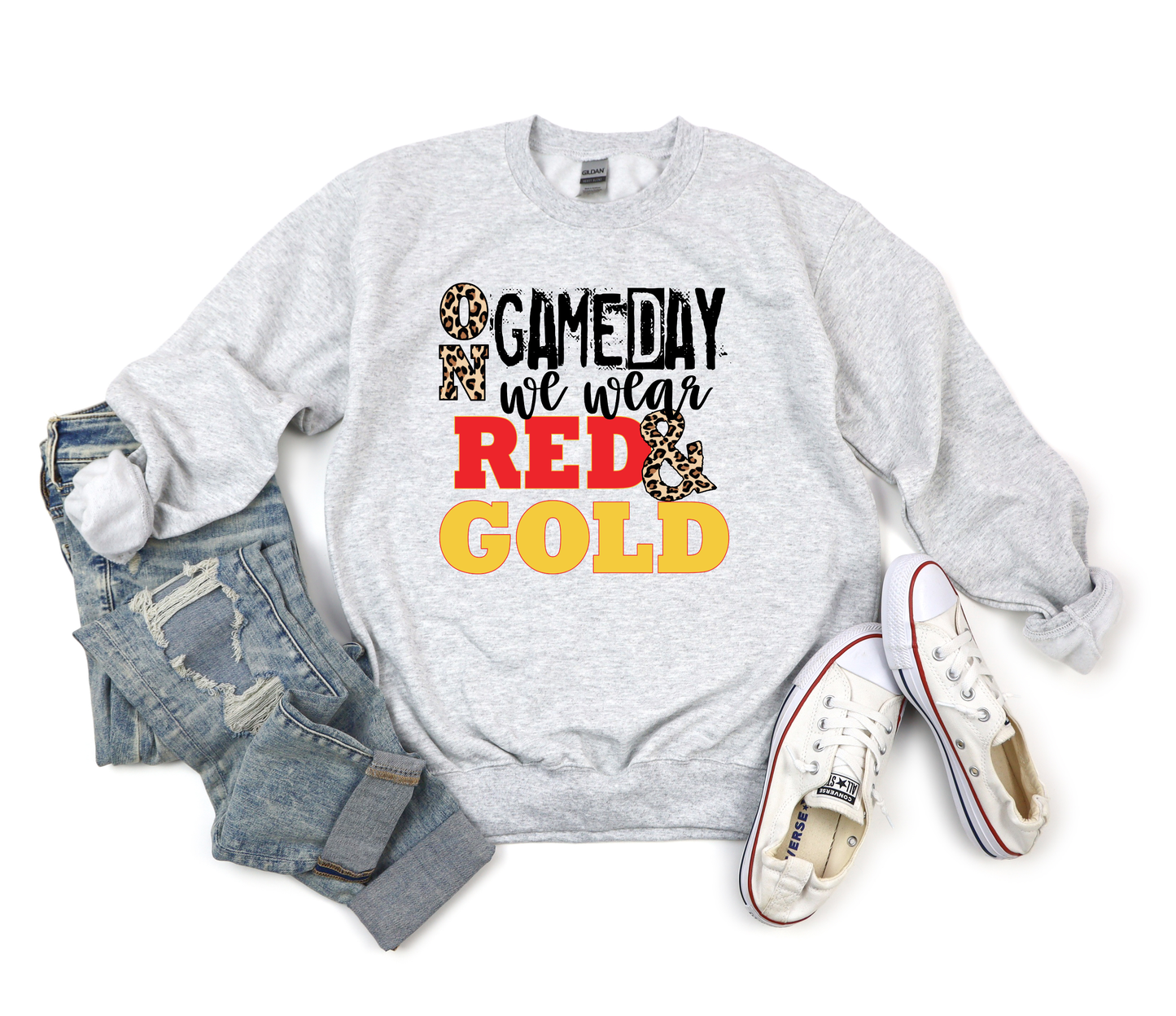 On Gameday We Wear Red & Gold Ash Sweatshirt