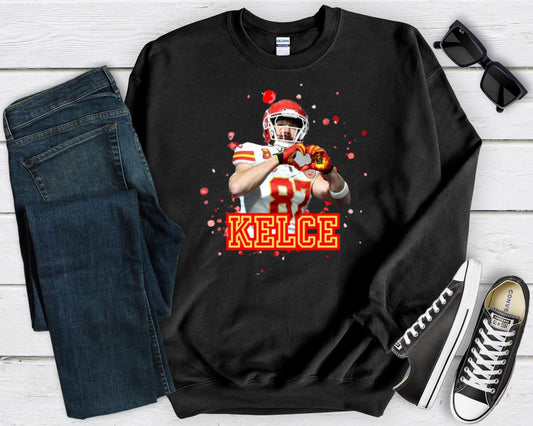 Heart Hands Kelce Paint Splatter Black Sweatshirt (Adult & Youth)