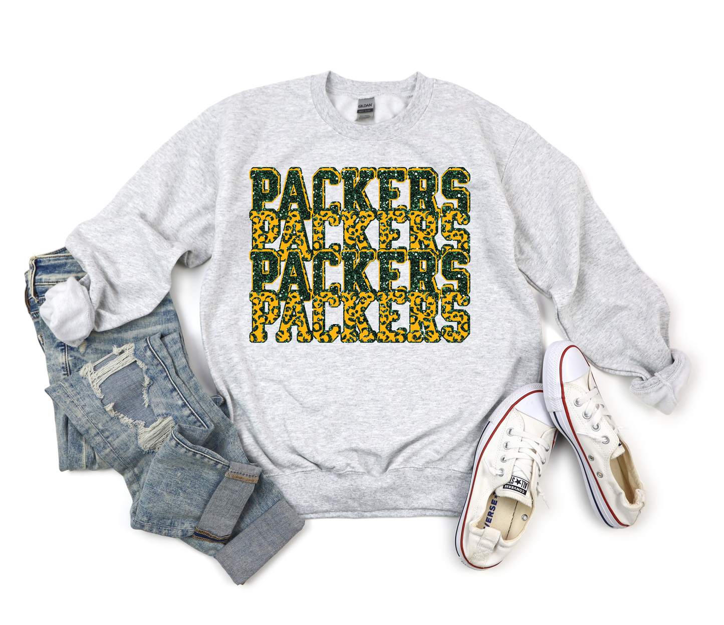 Packers Leopard Repeat Ash Sweatshirt