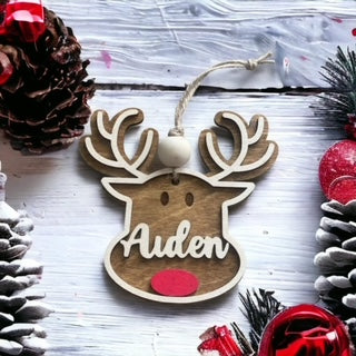 ***PREORDER*** Personalized With Name Reindeer Wood Ornament