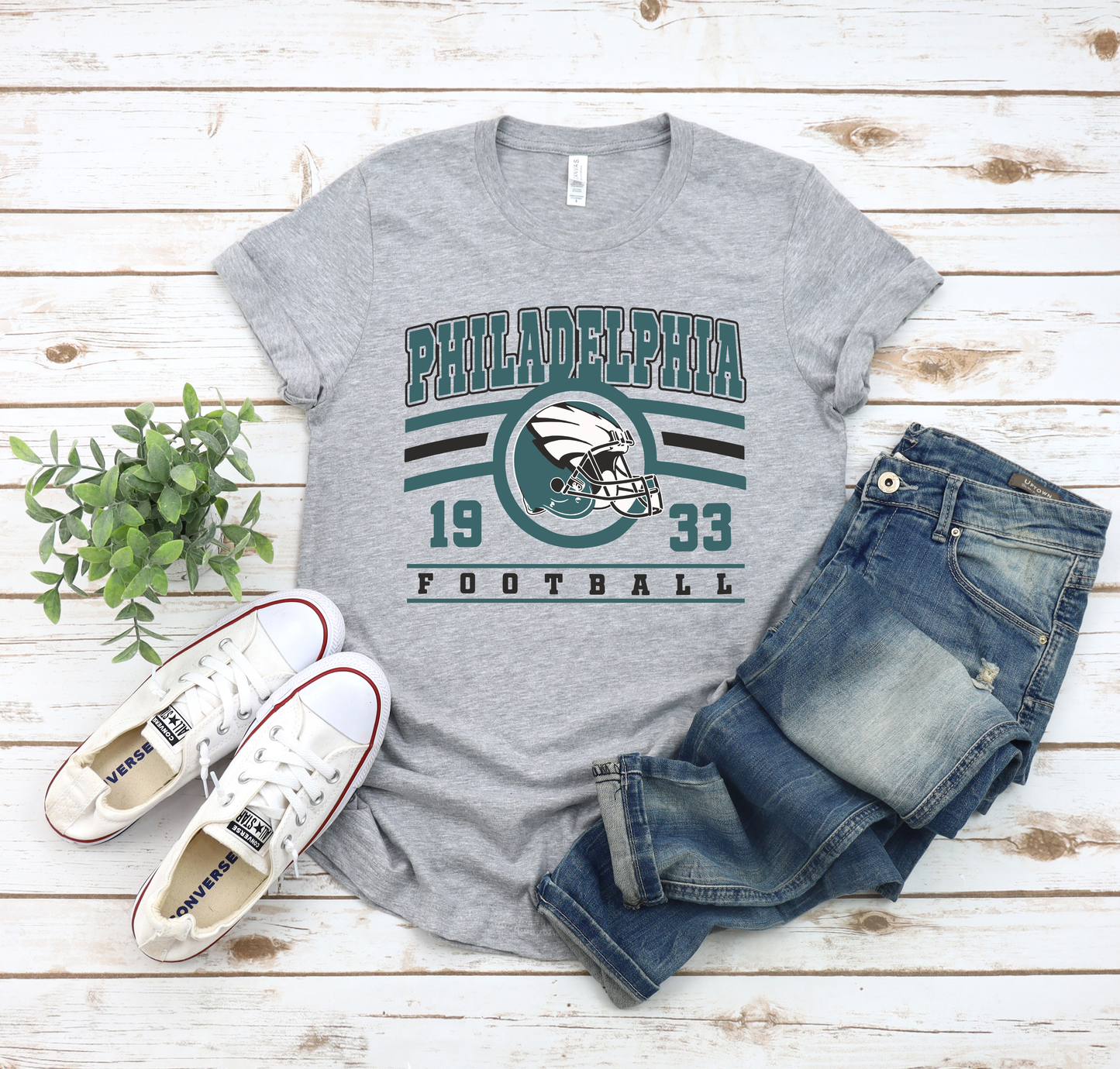 Philadelphia Football Est 1933 Athletic Gray Tee