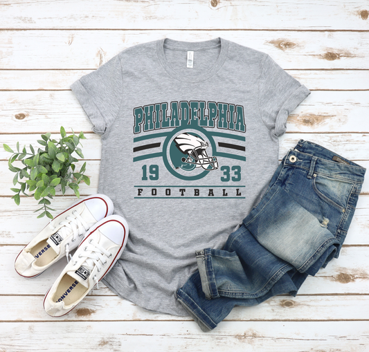 Philadelphia Football Est 1933 Athletic Gray Tee