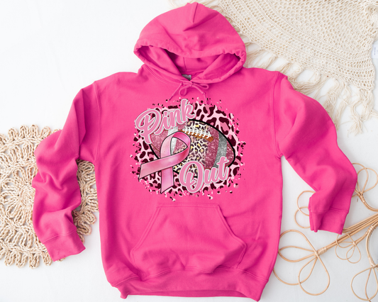 Pink Out Ribbon Football Dark Pink Hoodie