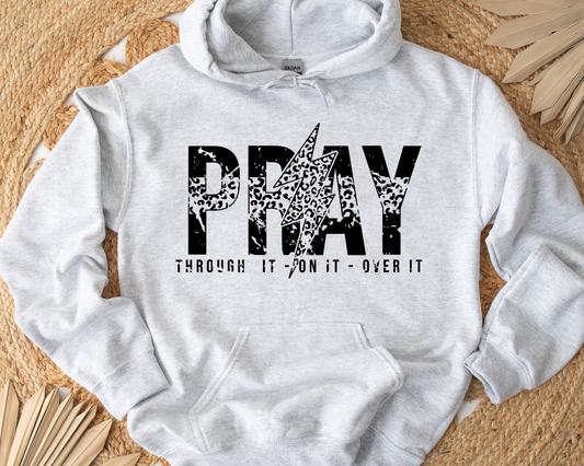 Pray Leopard Lightening Bolt Ash Hoodie