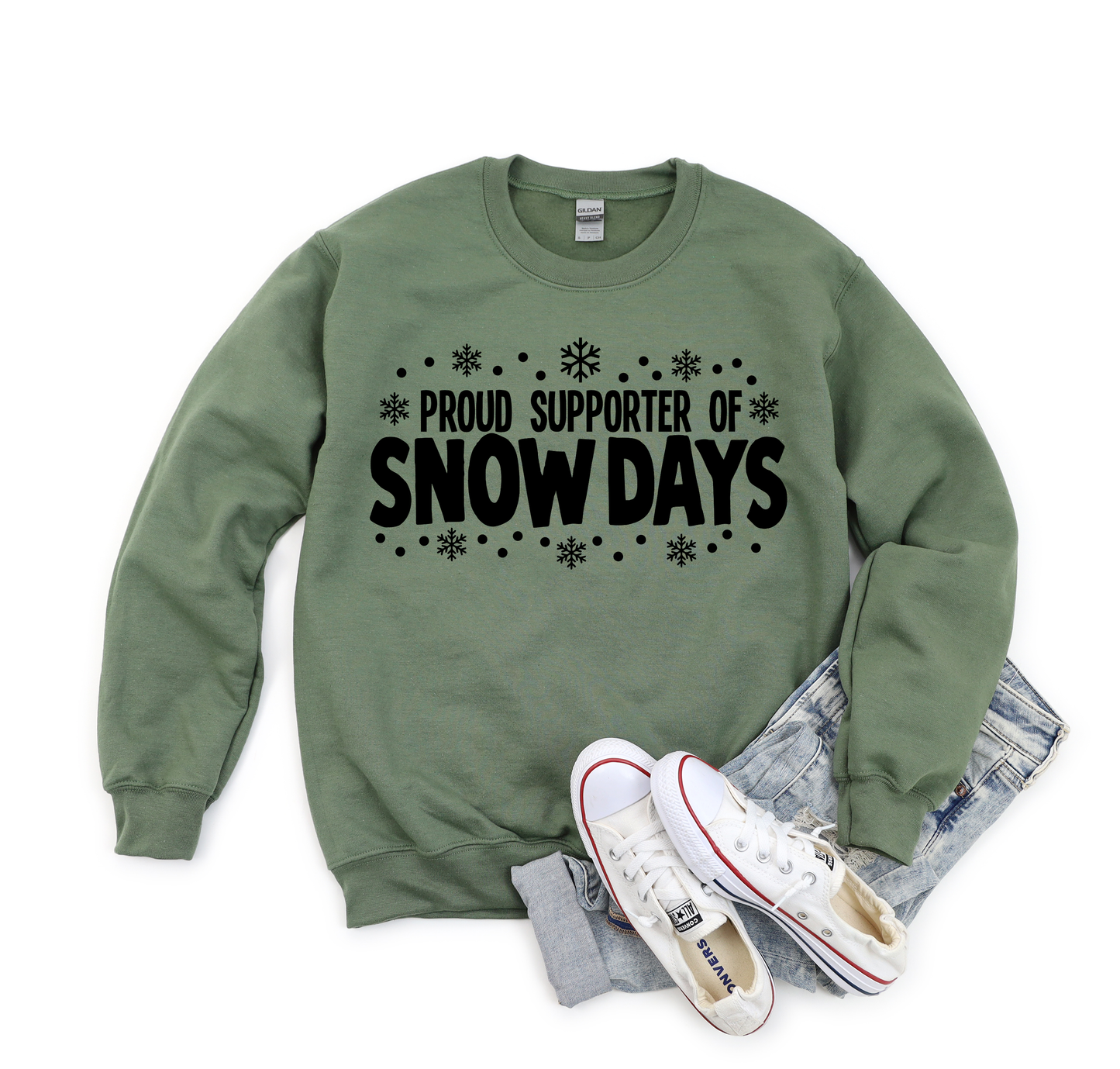 Proud Supporter Of Snow Days Military Green Sweatshirt