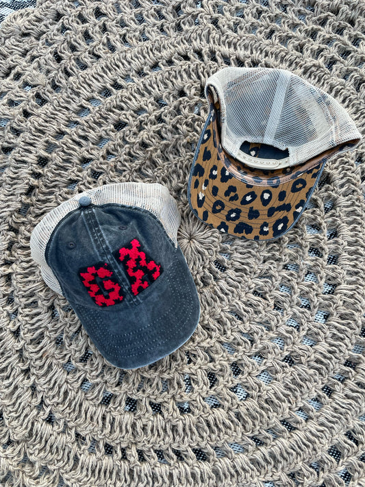Red & Black Leopard GA Black/Leopard Underbill Hat