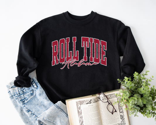 Distressed Roll Tide Alabama Black Sweatshirt