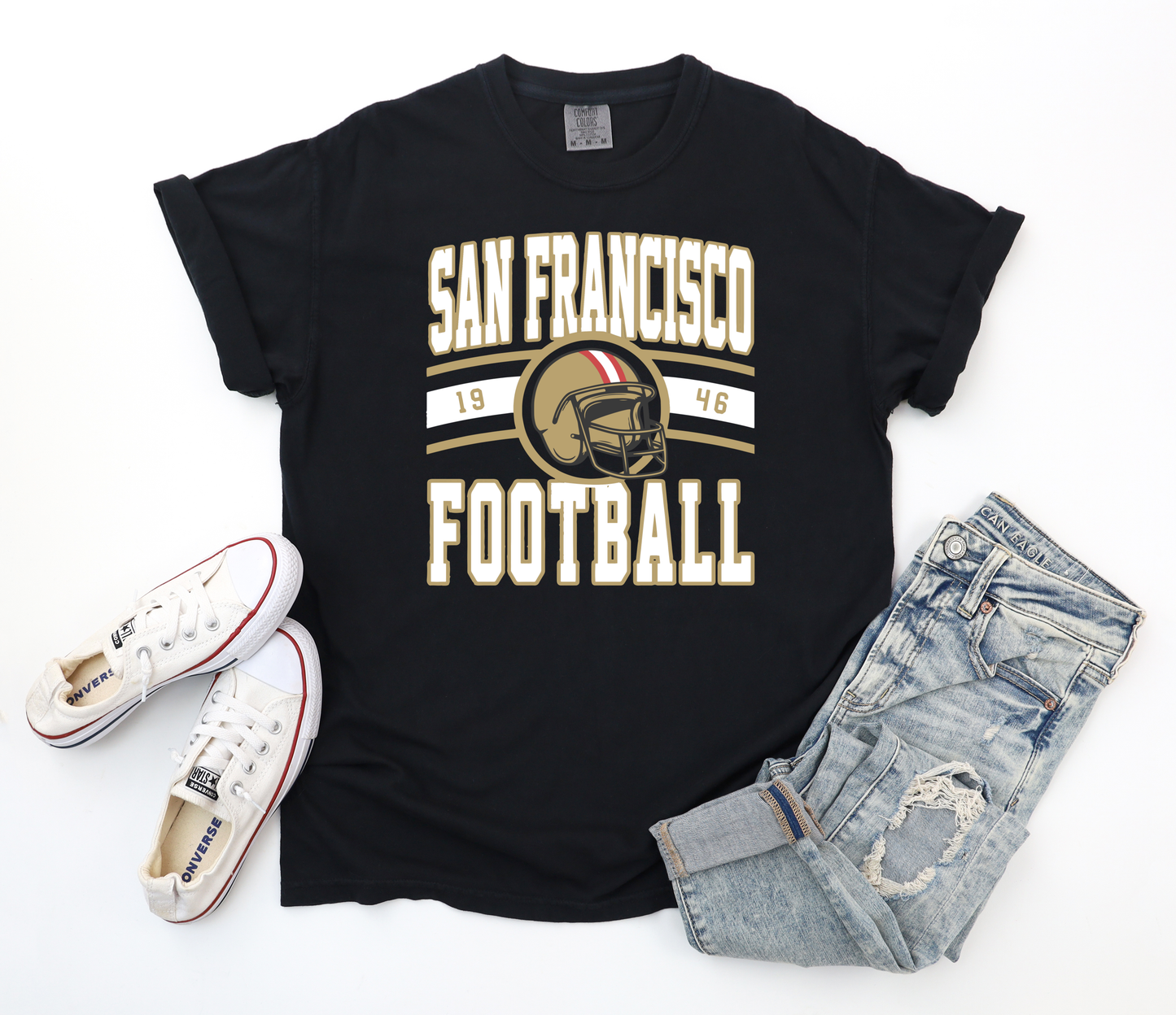 San Francisco Football Est 1946 Black Comfort Colors Tee
