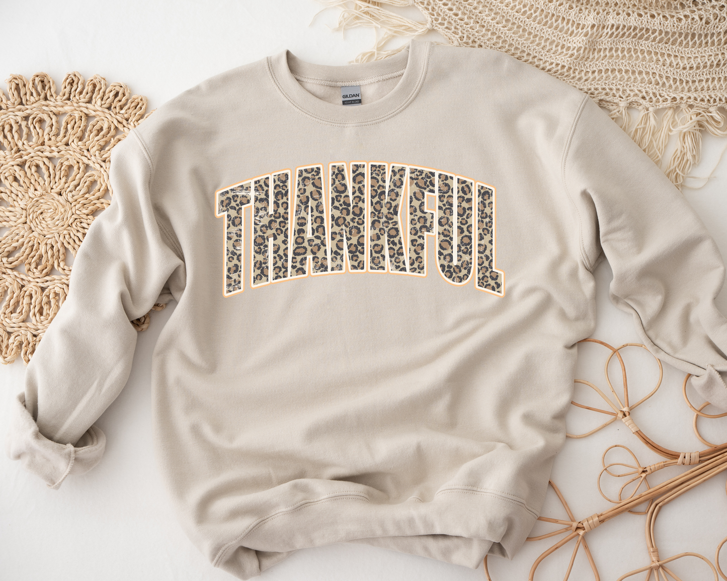 Thankful Leopard Sand Sweatshirt