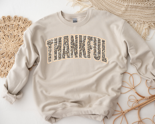 Thankful Leopard Sand Sweatshirt