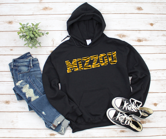 Tiger Striped Mizzou Black Hoodie
