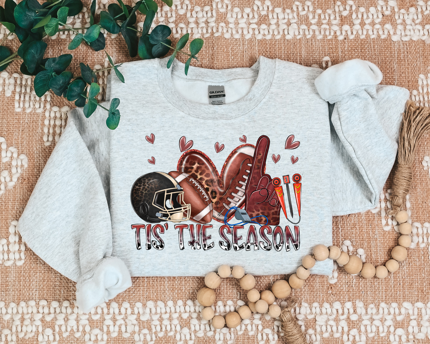 Tis The Season Leopard Football Helmet Ash Sweatshirt