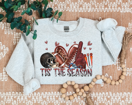 Tis The Season Leopard Football Helmet Ash Sweatshirt