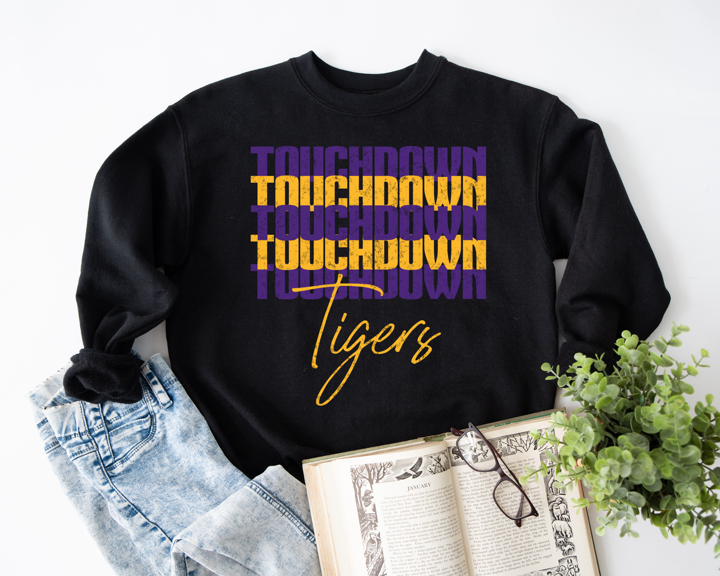 Touchdown Repeat LSU Tigers Black Sweatshirt