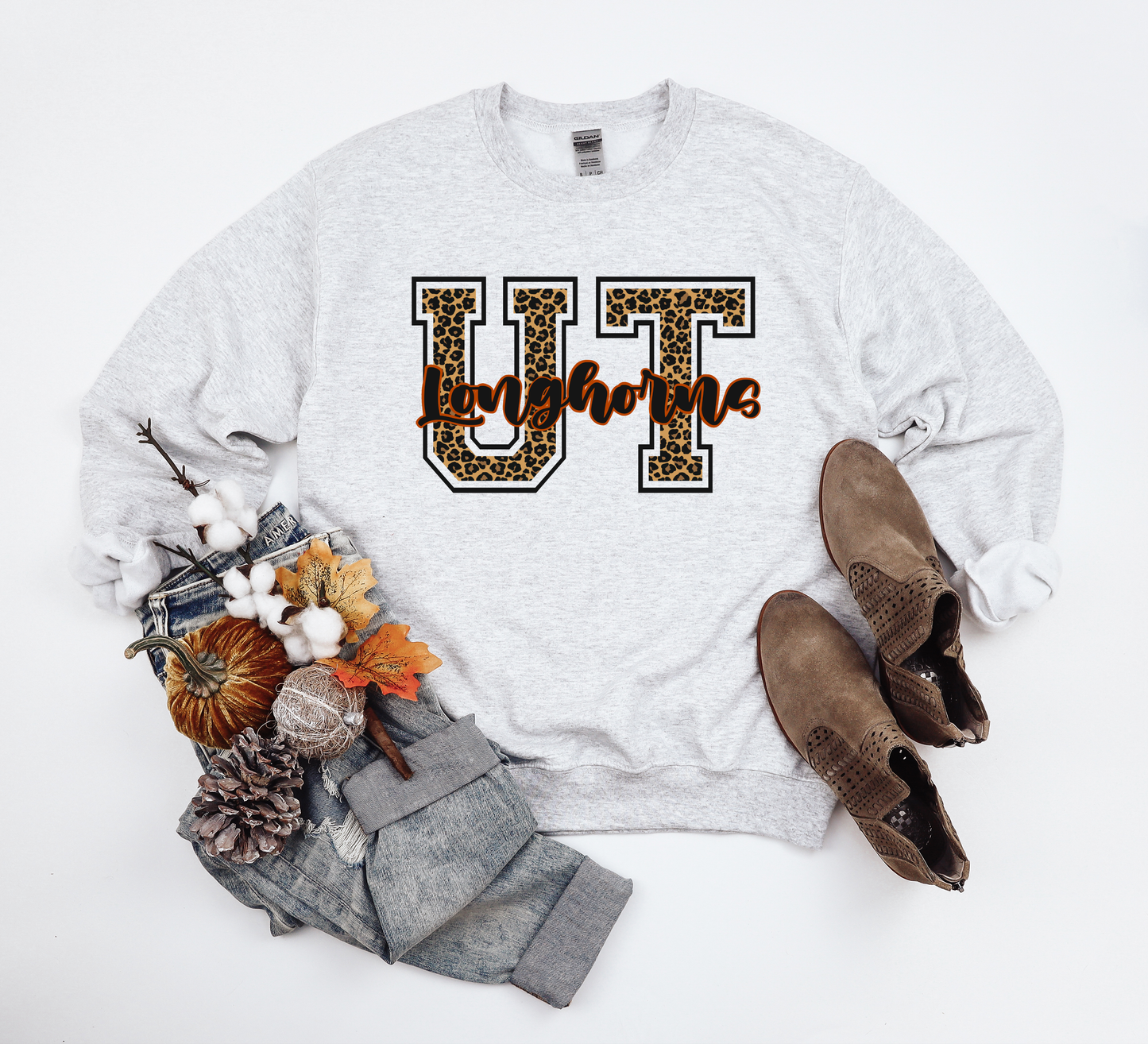 UT Longhorns Leopard Ash Sweatshirt