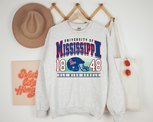 University of Mississippi 1848 Helmet Ash Sweatshirt