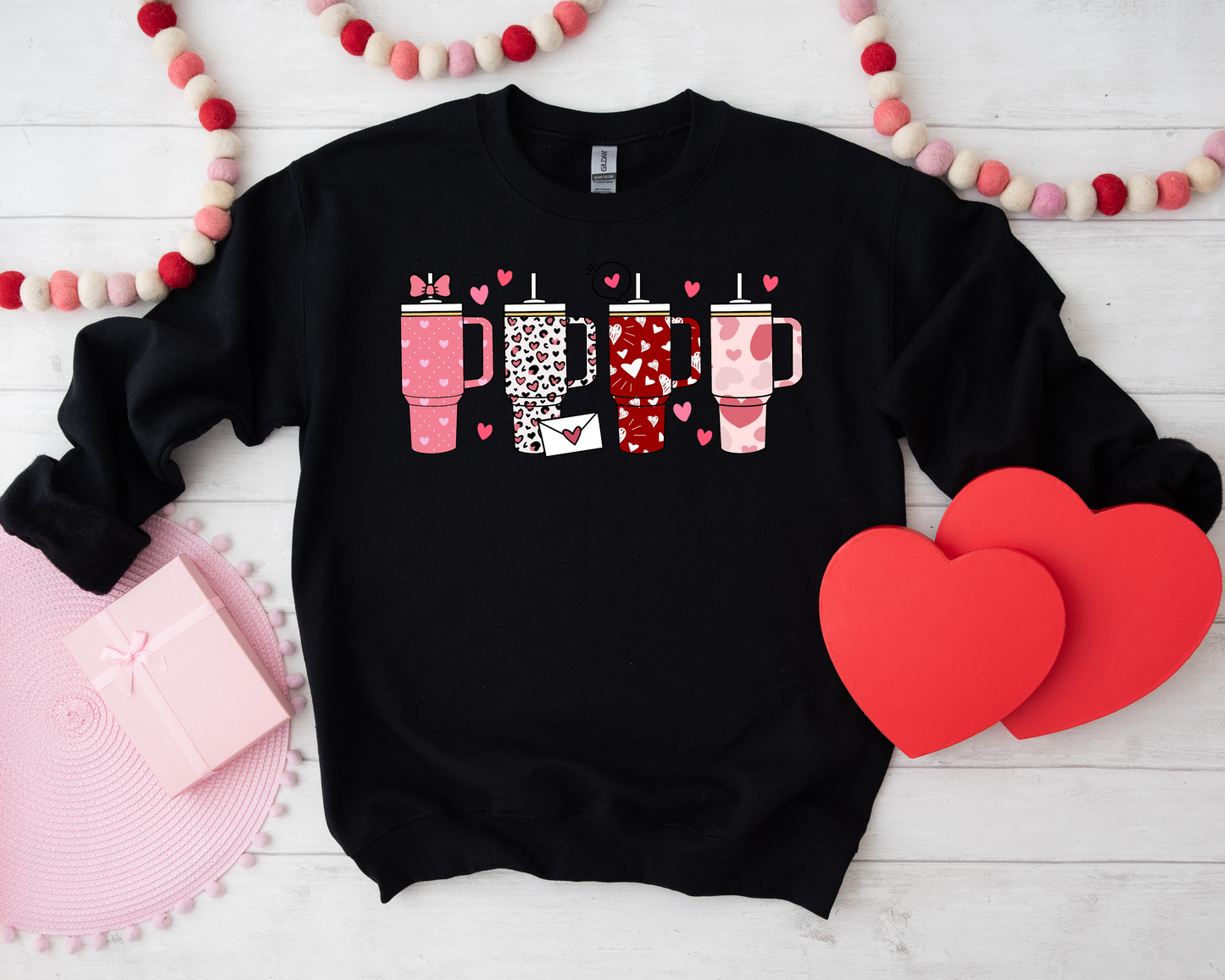 Valentine's Day Tumblers Black Sweatshirt