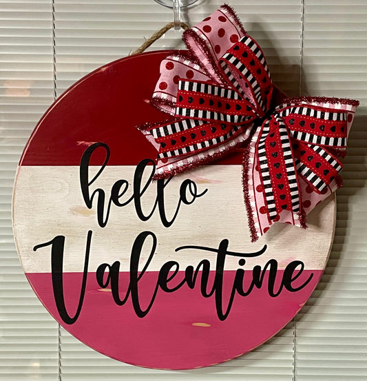 Hello Valentine Red/Pink/White Door Hanger