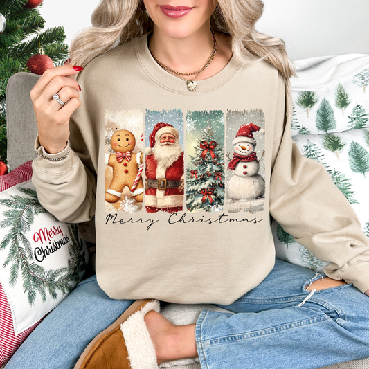Vintage Gingerbread Black Merry Christmas Sand Sweatshirt