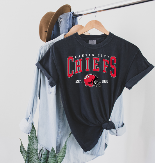 Vintage Kansas City Chiefs Est 1960 Black Comfort Colors Tee