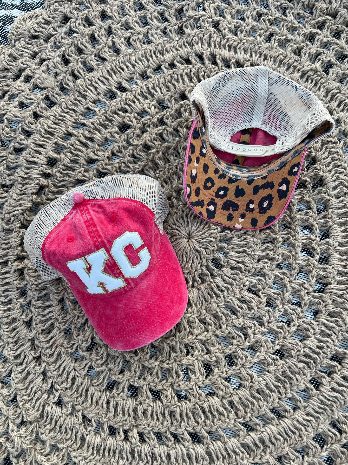White KC Red/Leopard Underbill Hat