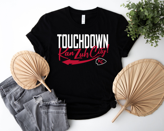 White Touchdown Red Kan Zuh City Black Tee