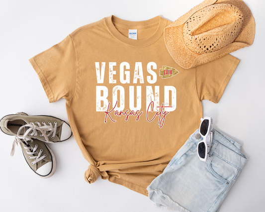 White Vegas Bound Old Gold Tee