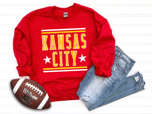 Gold & White Stripe Star Kansas City Red Sweatshirt