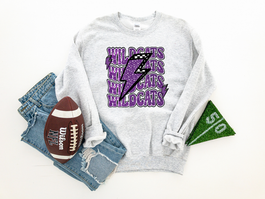 Wildcats Repeat Leopard Purple Lightning Bolt Ash Sweatshirt