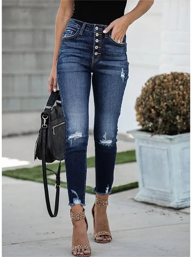 ***READY TO SHIP*** High Waited Medium Wash Retro Stretch Ripped Jeans