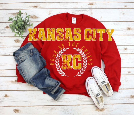 Gold Kansas City Sleeve to Sleeve Red Sweatshirt