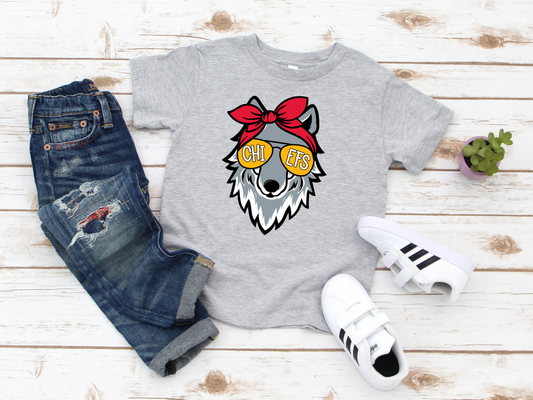 Youth Chiefs Glasses Wolf with Bow Sport Grey Tee