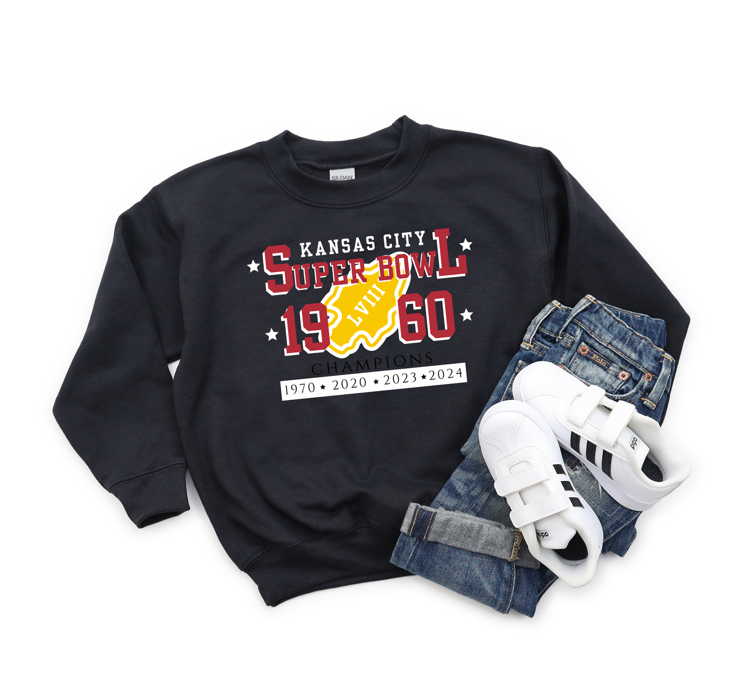Youth Kansas City Champs LVIII Arrowhead 1960 Black Sweatshirt